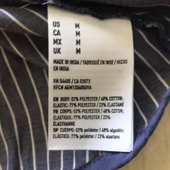 American Eagle | blue and white Off the Shoulder Peasant blouse - Bell sle - Med - Picture 9 of 9